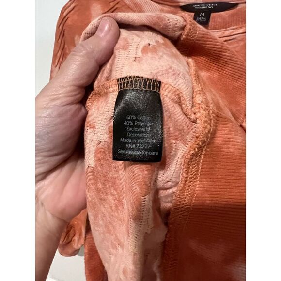 Simply Vera Vera Wang Orange tie dye 3/4 sleeve sweatshirt - Picture 3 of 6
